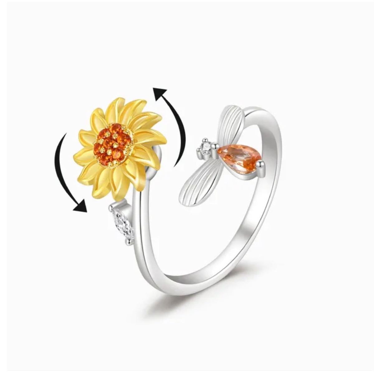 Anillo Girasol Giratorio: la flor gira