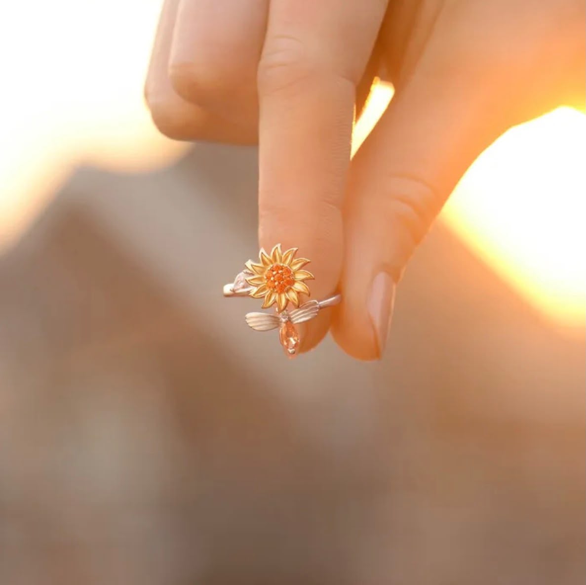 Anillo Girasol Giratorio