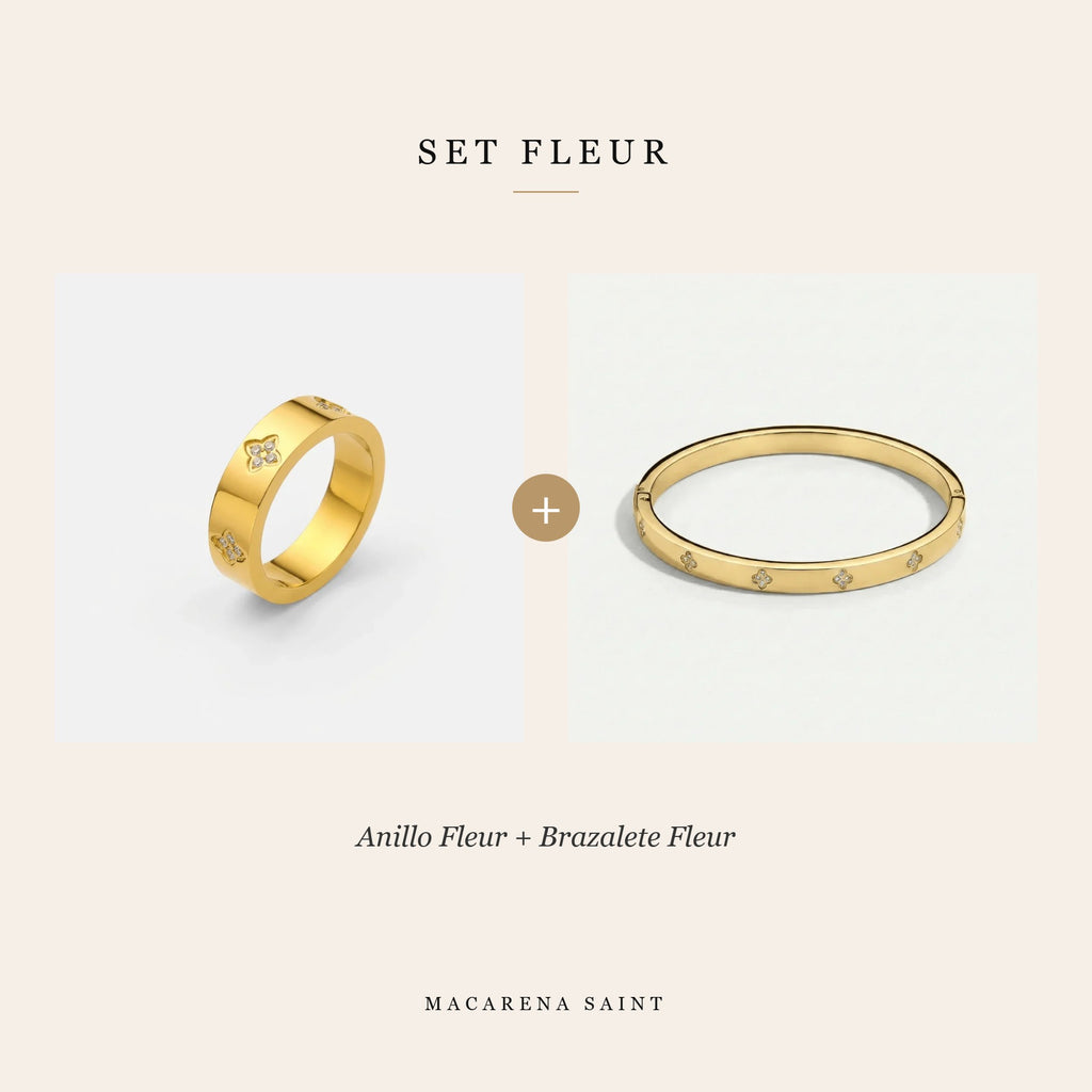 Set Fleur: anillo y brazalete Fleur