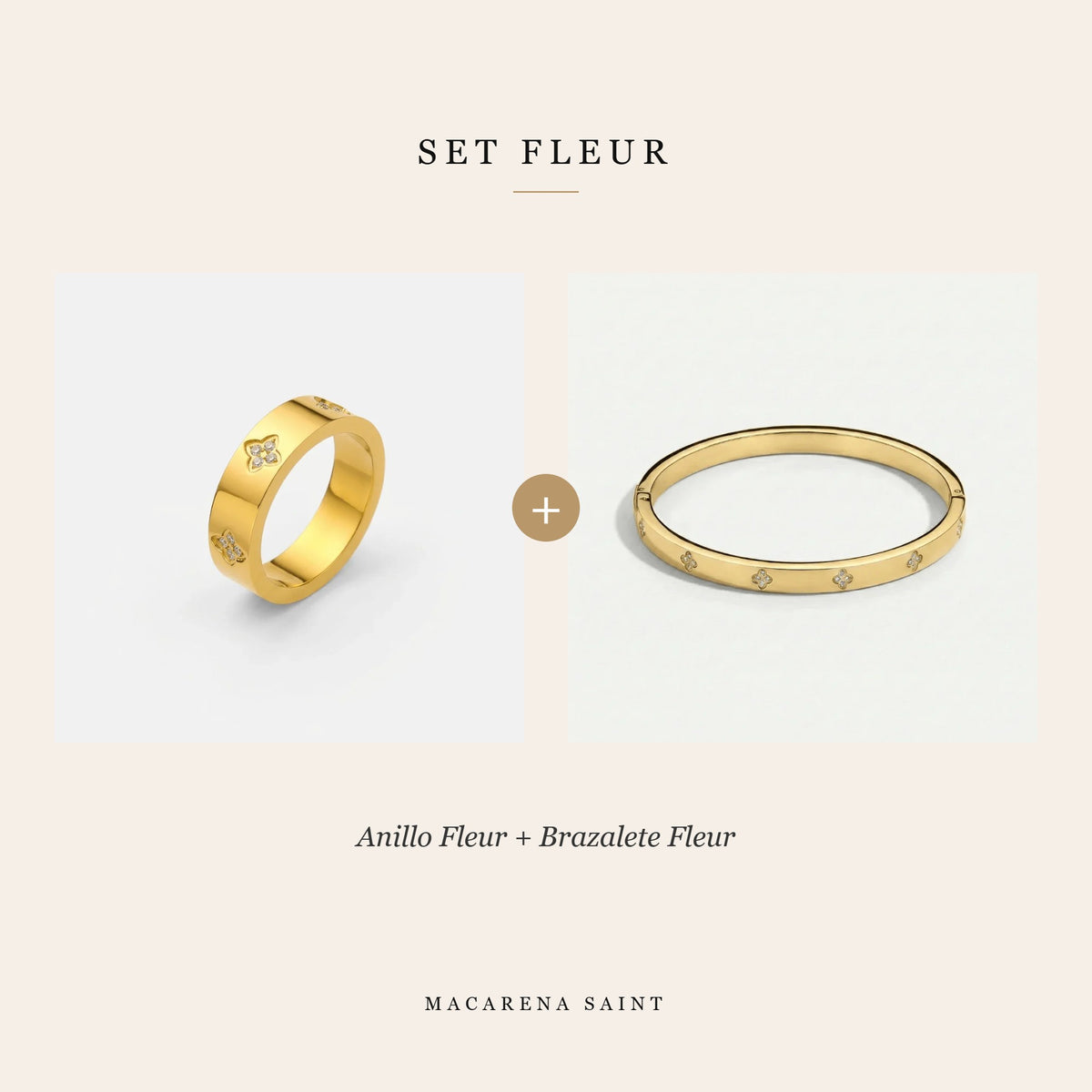 Set Fleur: anillo y brazalete Fleur